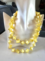 Vintage Japan Pastel Yellow Bead Necklace: Lightweight Two-Strand