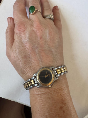 Vintage Citizen Elegance Watch: Two-Tone Black Dial Quartz