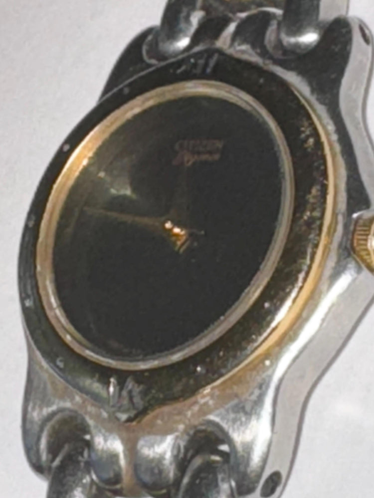 Vintage Citizen Elegance Watch: Two-Tone Black Dial Quartz