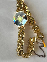 Vintage Lassale Ladies Watch: Octagonal Black Crystal, Gold-Tone Bracelet