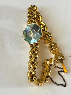 Vintage Lassale Ladies Watch: Octagonal Black Crystal, Gold-Tone Bracelet