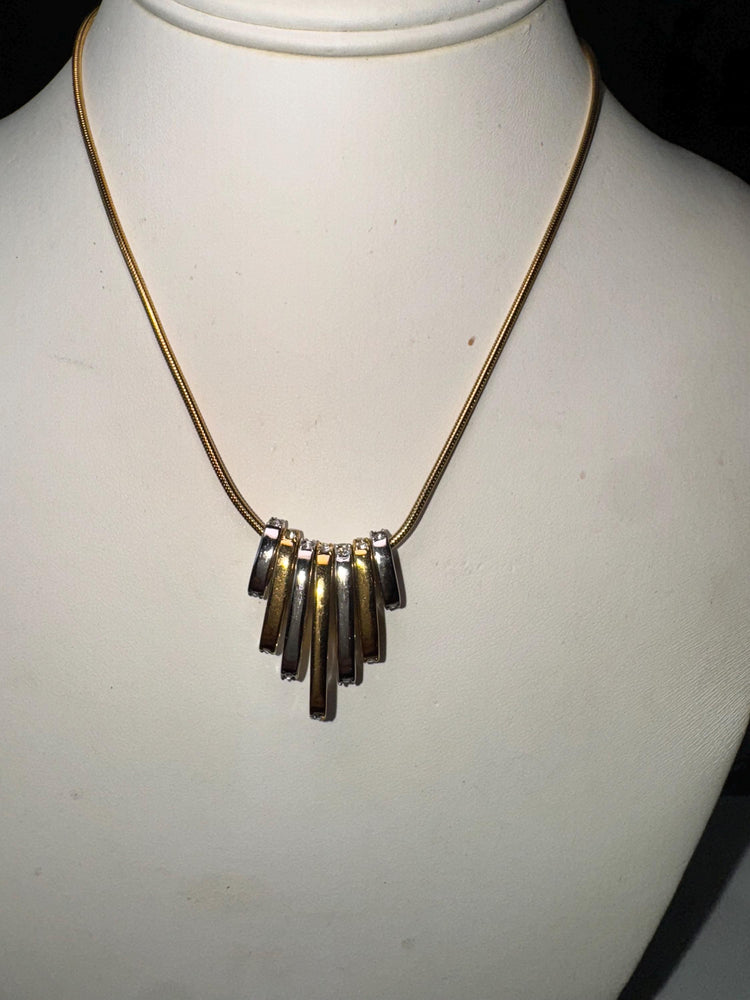 Vintage Swarovski Stackable Crystal Bar Necklace – Swan Logo – Gold & Silver Tone Snake Chain Stunning and Rare Piece Fully Signed