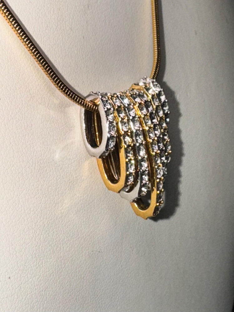 Vintage Swarovski Stackable Crystal Bar Necklace – Swan Logo – Gold & Silver Tone Snake Chain Stunning and Rare Piece Fully Signed