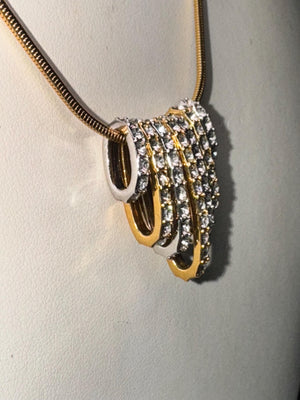 Vintage Swarovski Stackable Crystal Bar Necklace – Swan Logo – Gold & Silver Tone Snake Chain Stunning and Rare Piece Fully Signed