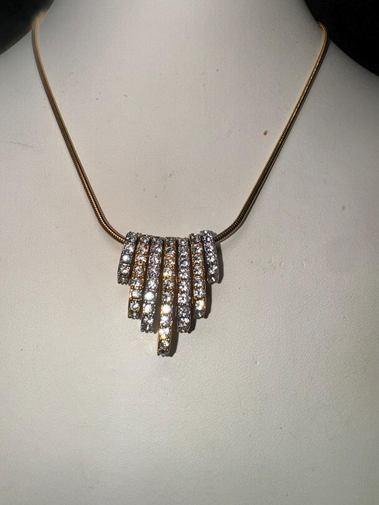 Vintage Swarovski Stackable Crystal Bar Necklace – Swan Logo – Gold & Silver Tone Snake Chain Stunning and Rare Piece Fully Signed