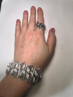 Vintage Lisner Silver-Tone Link Bracelet – Sculptural Mid-Century Modern Statement Jewelry