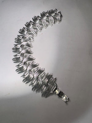 Vintage Lisner Silver-Tone Link Bracelet – Sculptural Mid-Century Modern Statement Jewelry