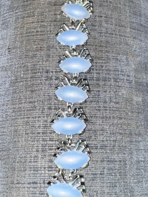 Vintage 1950s Moonglow Thermoplastic Bracelet | Blue Lucite Cabochons | Atomic Mid Century Jewelry
