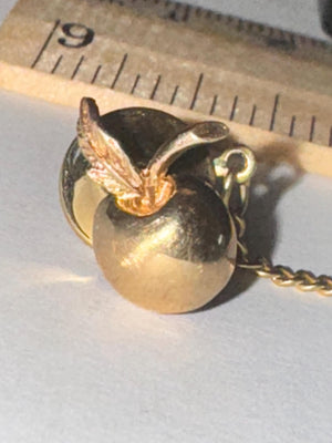 Vintage 14k Gold Apple Tie Tack: 3D Fruit Lapel Pin