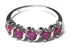 Sterling Silver Ruby Wave Band Ring – Size 5.75 925