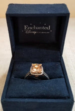 Enchanted Disney Villains Maleficent Morganite & Diamond Ring | 14K Two-Tone Gold | Black Diamond Engagement Ring | Size 8