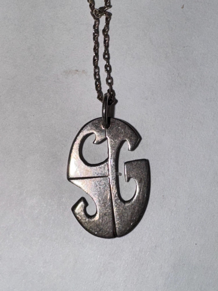 Vintage Eleanore Doskow Sterling Silver Pendant: Abstract SG Initial Design