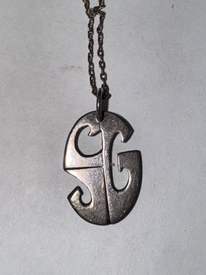 Vintage Eleanore Doskow Sterling Silver Pendant: Abstract SG Initial Design