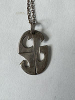 Vintage Eleanore Doskow Sterling Silver Pendant: Abstract SG Initial Design