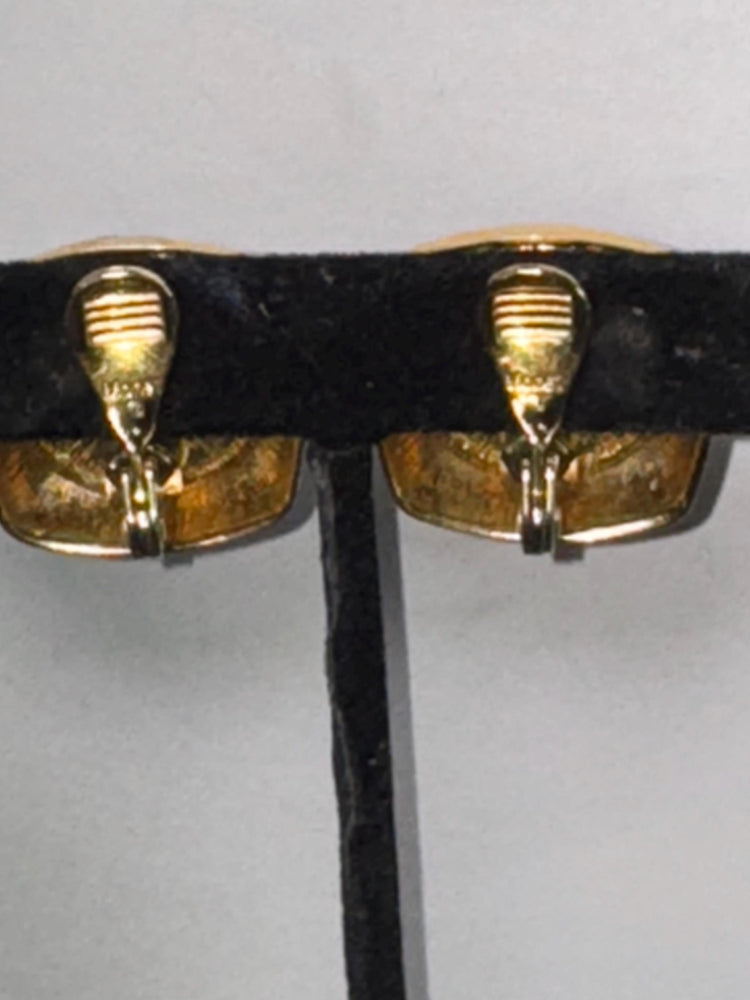 Vintage Monet Black and Gold Clip-On Earrings