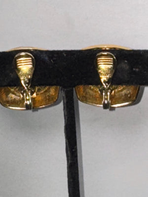 Vintage Monet Black and Gold Clip-On Earrings