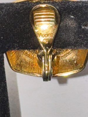 Vintage Monet Black and Gold Clip-On Earrings