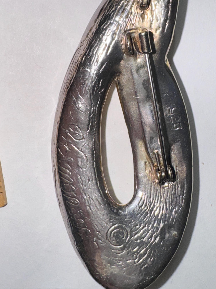 Signed Marek Vismonski Modernist Brooch & Earrings Set – Sterling Silver 925 Sculptural Design