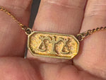 Vintage Trifari Libra Zodiac Necklace – Gold Tone Astrology Pendant, Mid-Century Horoscope Jewelry Choker