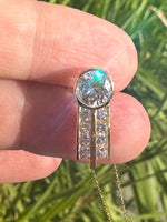 Vintage Solid 14K Gold CZ Pendant with 18 inch 10K Gold Chain – Art Deco Slide Design, Reversible Wear