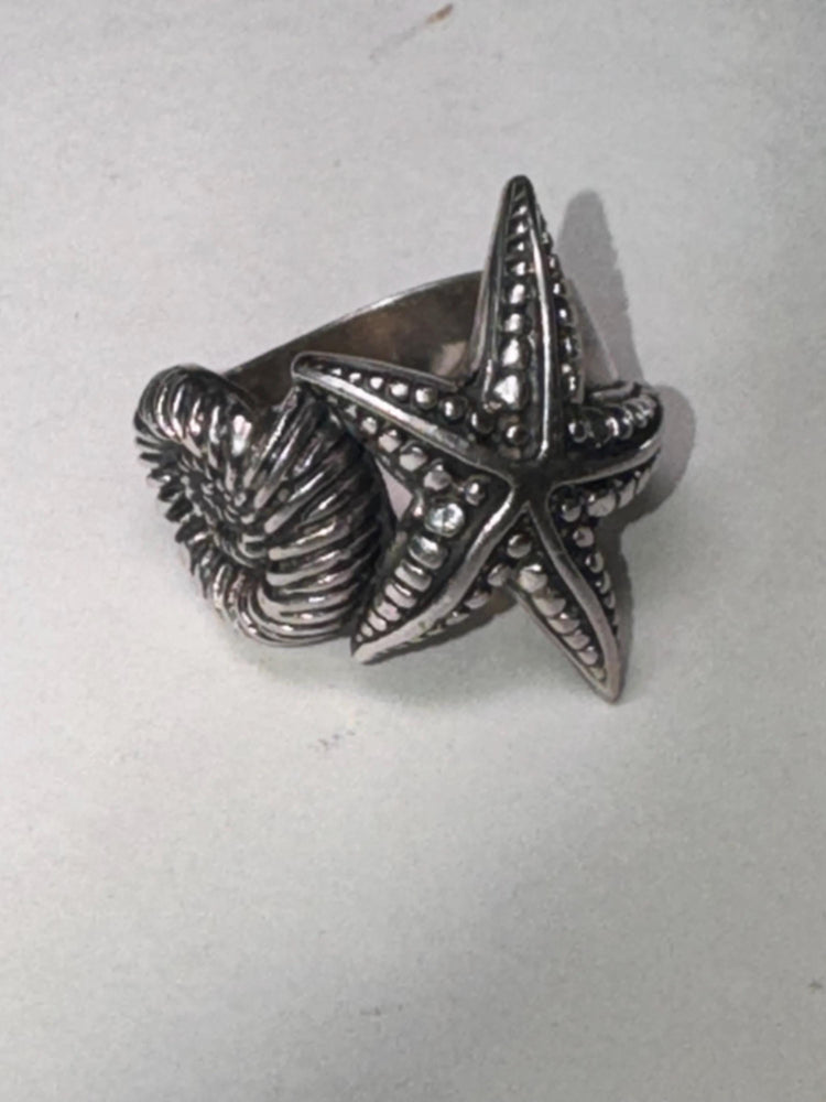 Tracey Mayer Sterling Silver Starfish Ammonite Ring - Size 9