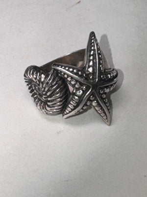 Tracey Mayer Sterling Silver Starfish Ammonite Ring - Size 9