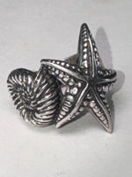 Tracey Mayer Sterling Silver Starfish Ammonite Ring - Size 9