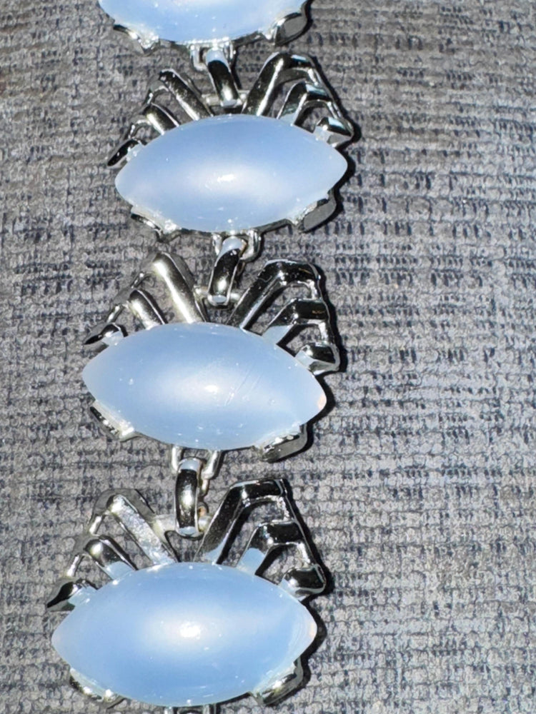 Vintage 1950s Moonglow Thermoplastic Bracelet | Blue Lucite Cabochons | Atomic Mid Century Jewelry
