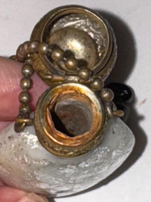 Rare Victotian White Aventurine Murano Perfume Bottle 1840s Chatelaine with Tiny Portraits Venetian