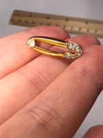 Vintage Trifari Safety Pin Brooch – Gold Tone Rhinestone Mid Century Costume Jewelry
