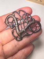 Vintage Brutalist Abstract Brooch – Signed B.M.P., Mid Century Modern Pewter Pin