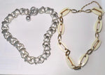 Anne Klein Necklace Lot – Silver Tone & Cream Link Statement Estate Jewelry