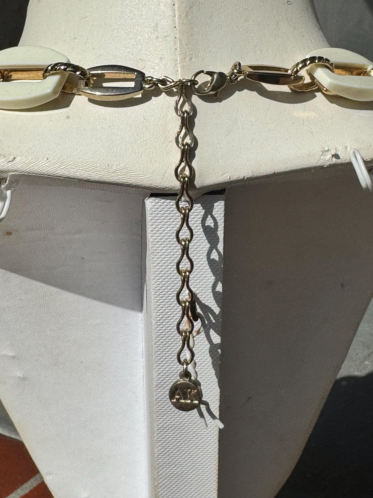 Anne Klein Necklace Lot – Silver Tone & Cream Link Statement Estate Jewelry