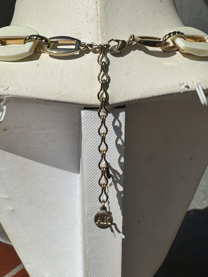 Anne Klein Necklace Lot – Silver Tone & Cream Link Statement Estate Jewelry