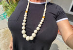1930s Galalith Bead Necklace: Vintage Cream Opera Length, Hand Knotted