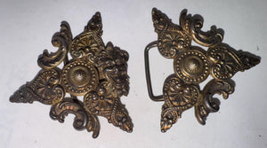 Antique Sterling Silver Belt Buckle: Ornate Green Man, Renaissance Revival