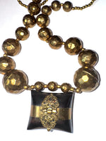 Vintage Tribal Bakelite Prayer Box Necklace – Large Brass Beads & Hinged Locket Pendant, Ethnic Statement Jewelry - Rare and Super Unusual