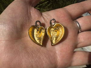 Vintage Karl Lagerfeld Gold & Silver Heart Earrings – Signed KL Modernist 1980s Sculptural Design