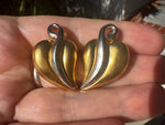 Vintage Karl Lagerfeld Gold & Silver Heart Earrings – Signed KL Modernist 1980s Sculptural Design