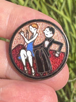 Art Deco Czech Enamel Pin – John Held Jr. Style Dancing Couple – 1920s Czechoslovakia Brooch Fapper Pin
