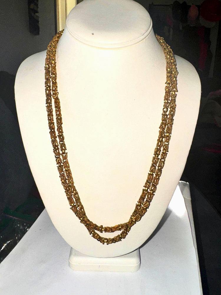 Antique 48” Heavy Gold-Filled Foxtail Byzantine Chain Necklace 68g Victorian Indian Style S-Hook Clasp Patina Intact Rare!! Amazing Quality