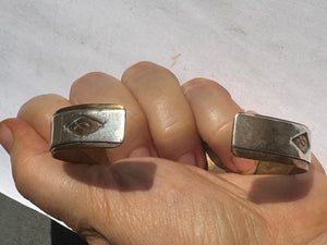 Vintage Gold-Filled & Sterling Silver Jesus Fish Cuff Bracelet – Unisex Religious Bangle Mens / Women’s Larger Wrist Unique Itchthys Symbol