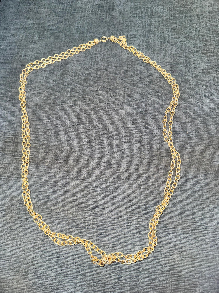 Vintage Gold Tone Opera Necklace: 36" Double Strand Chain