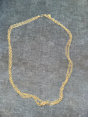 Vintage Gold Tone Opera Necklace: 36" Double Strand Chain