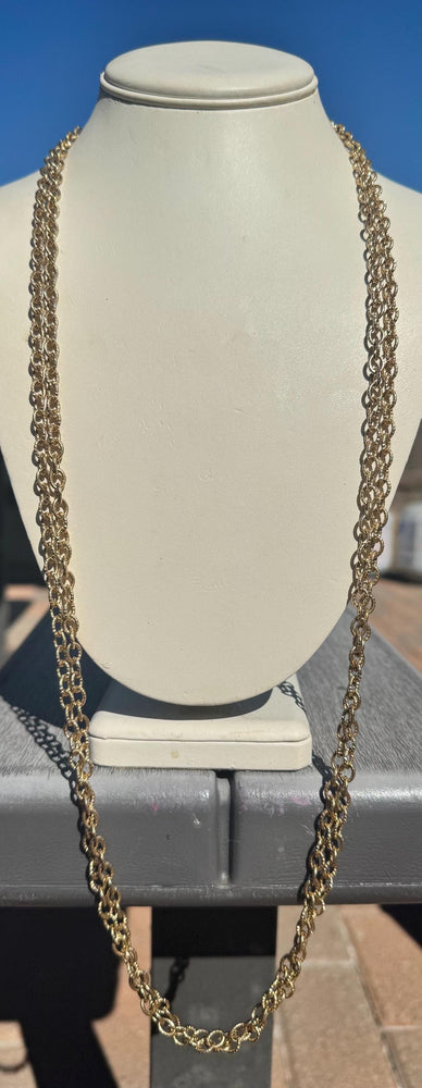 Vintage Gold Tone Opera Necklace: 36" Double Strand Chain
