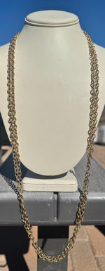 Vintage Gold Tone Opera Necklace: 36" Double Strand Chain