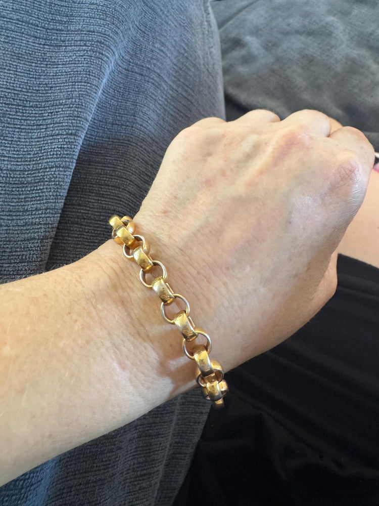 Vintage 18K Gold Filled Rolo Bracelet: Chunky Statement Chain, 7.75"