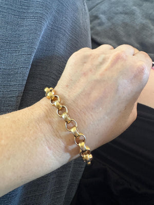Vintage 18K Gold Filled Rolo Bracelet: Chunky Statement Chain, 7.75"