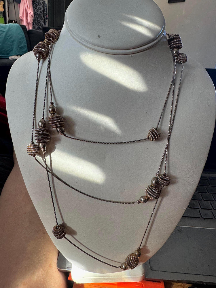 Vintage 14KGP Gold Plated Station Necklace - 61.5" Mid Century Runway Jewelry