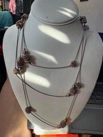 Vintage 14KGP Gold Plated Station Necklace - 61.5" Mid Century Runway Jewelry